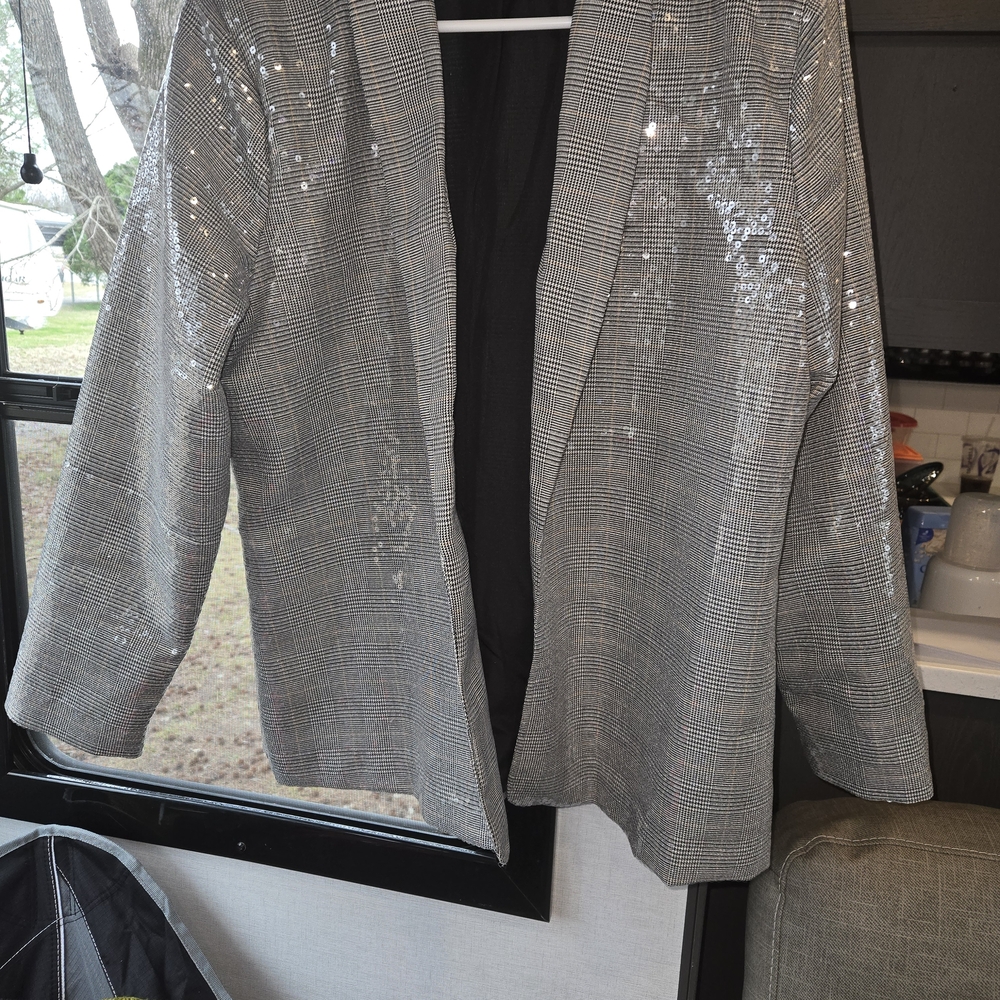 Women's Plaid Sequin Blazer